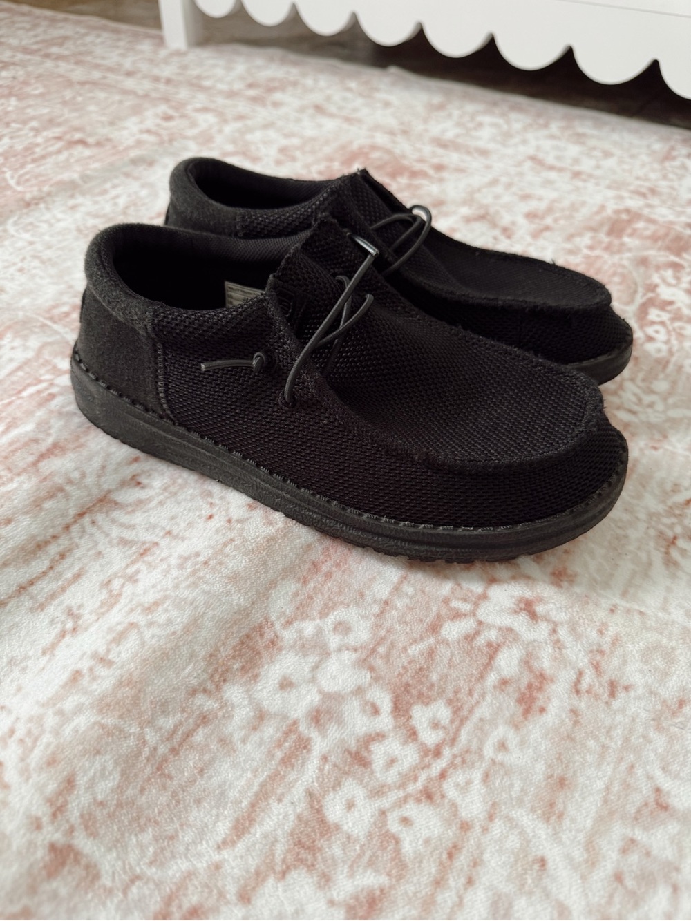 Kids Black Slip-On Canvas Loafers